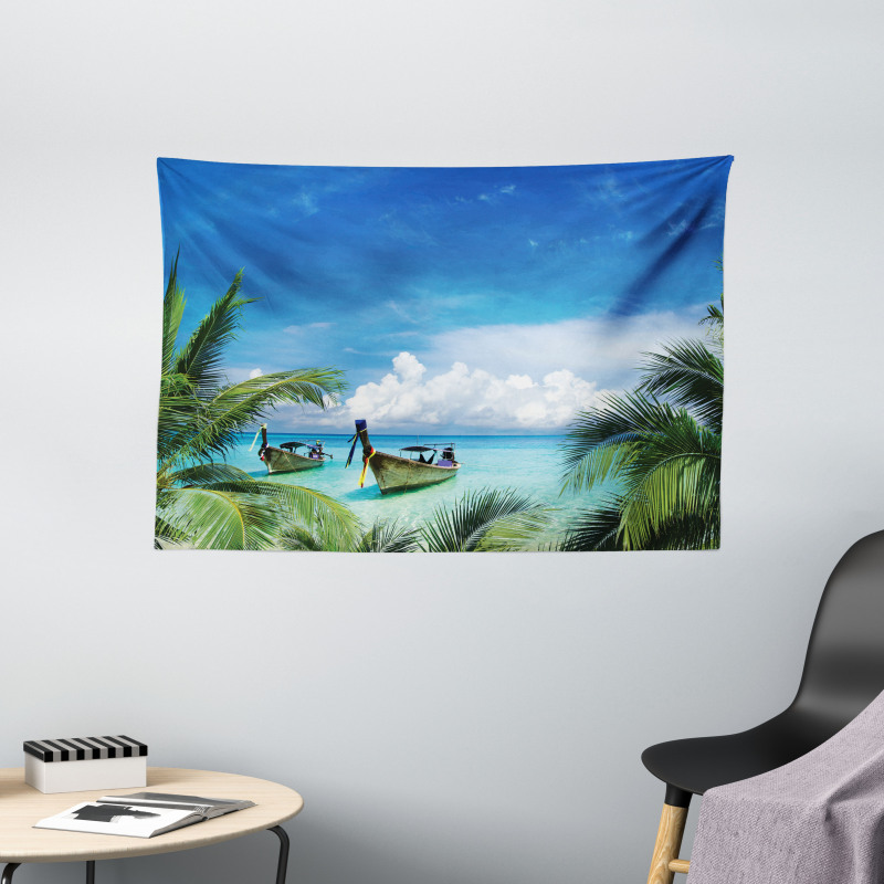 Palm Beach Fishing Boats Wide Tapestry