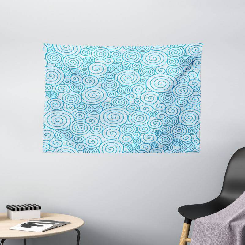 Sea Wave Swirls Wide Tapestry