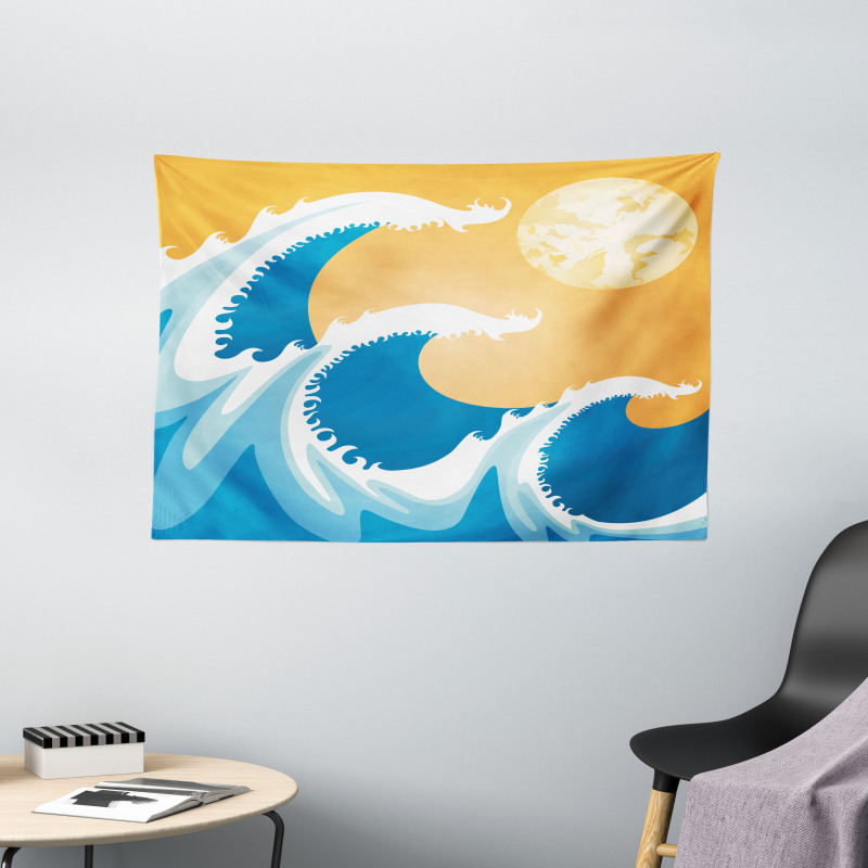 Huge Sea Waves Summer Wide Tapestry