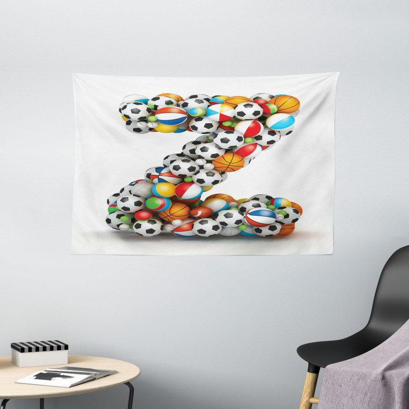 Colorful Sports Balls Wide Tapestry
