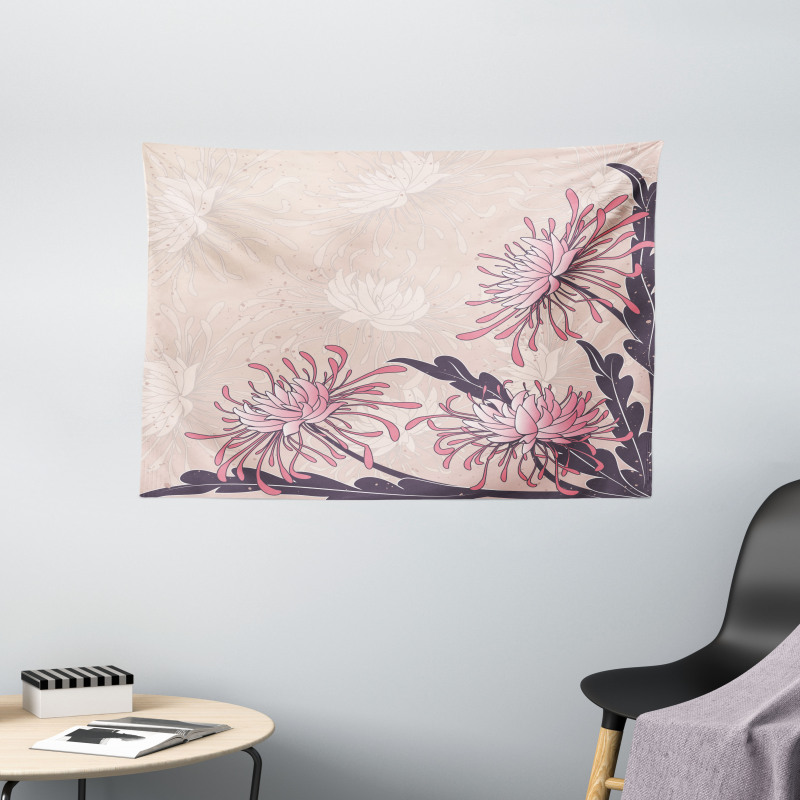 Chrysanthemum Bloom Wide Tapestry