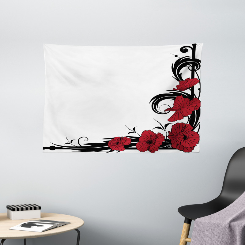 Poppy Bouquet Wide Tapestry