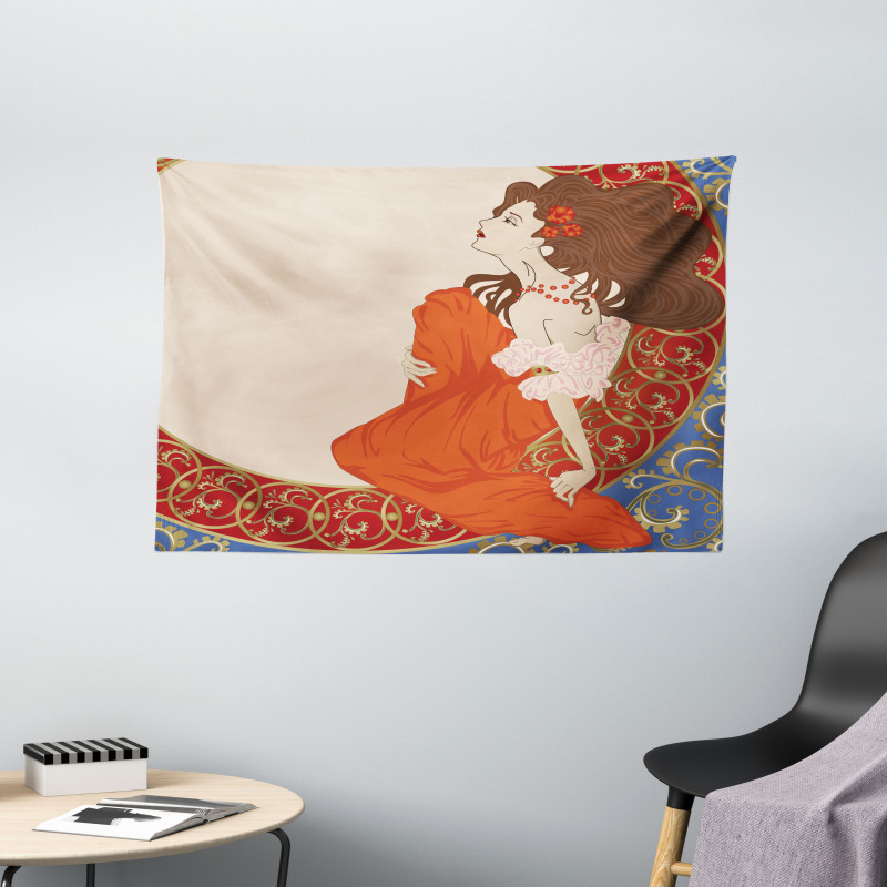 Lady Antique Dress Wide Tapestry