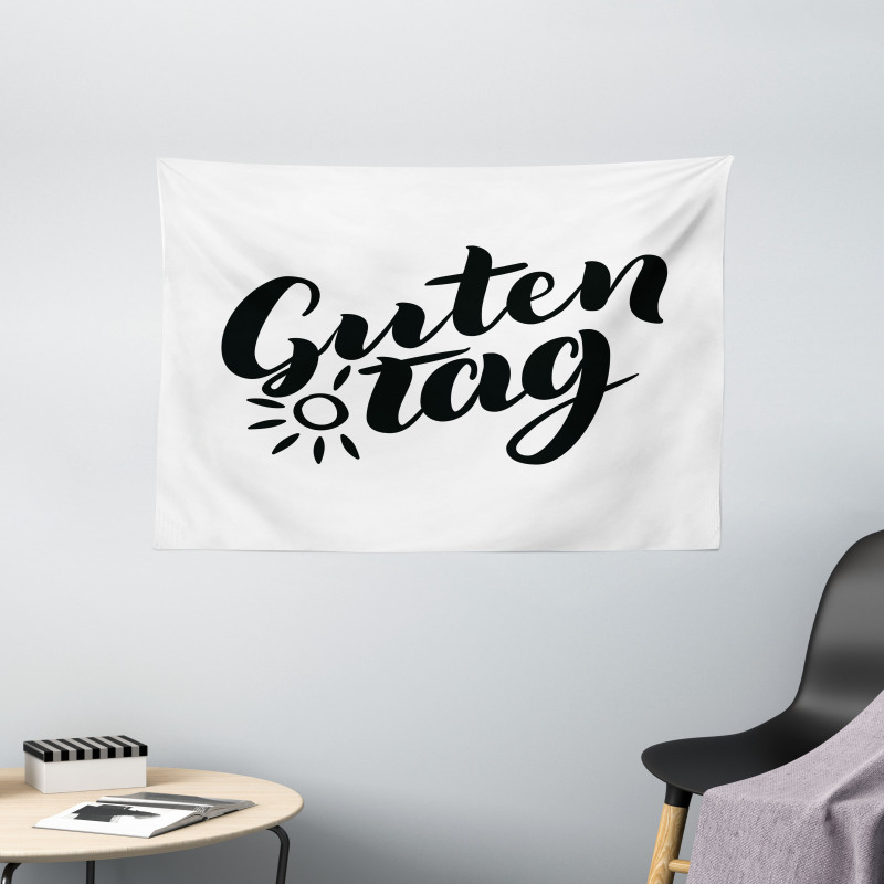 Hand Lettering Guten Tag Wide Tapestry
