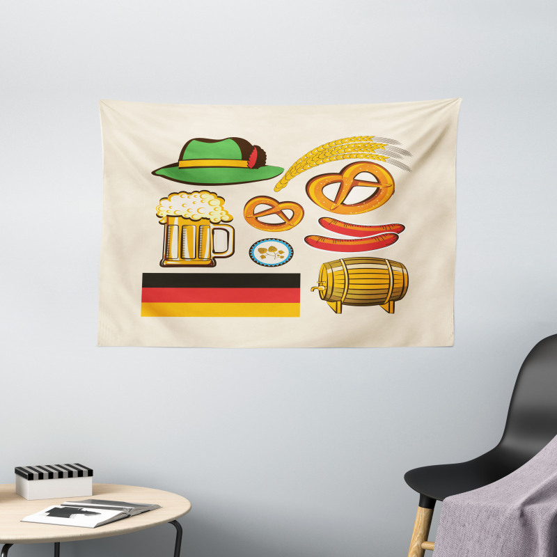 Wheat Beer Pretzels Wide Tapestry