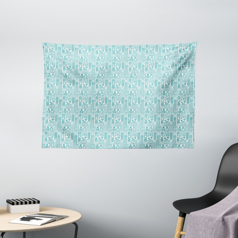 Birds Flowers Modern Wide Tapestry