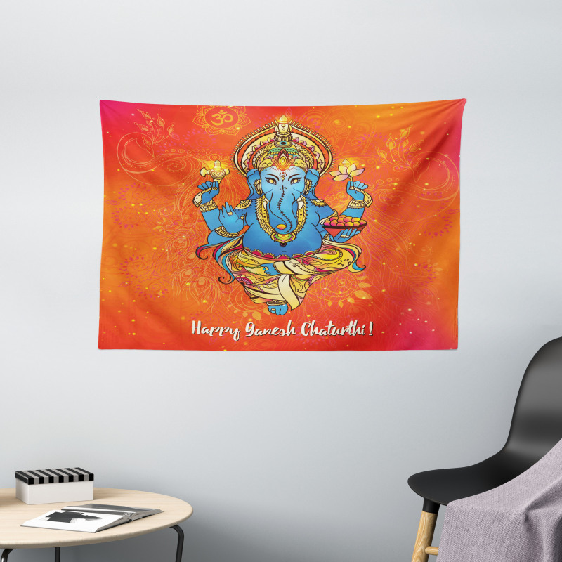 Traditional Elephant Wide Tapestry