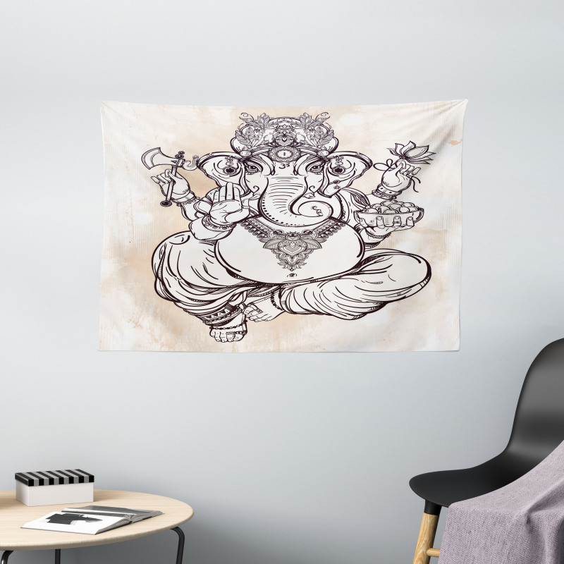 Paisley Zen Chakra Pattern Wide Tapestry