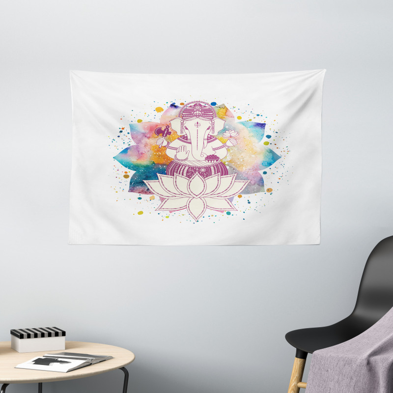 Yoga Zen Theme Artwork Wide Tapestry