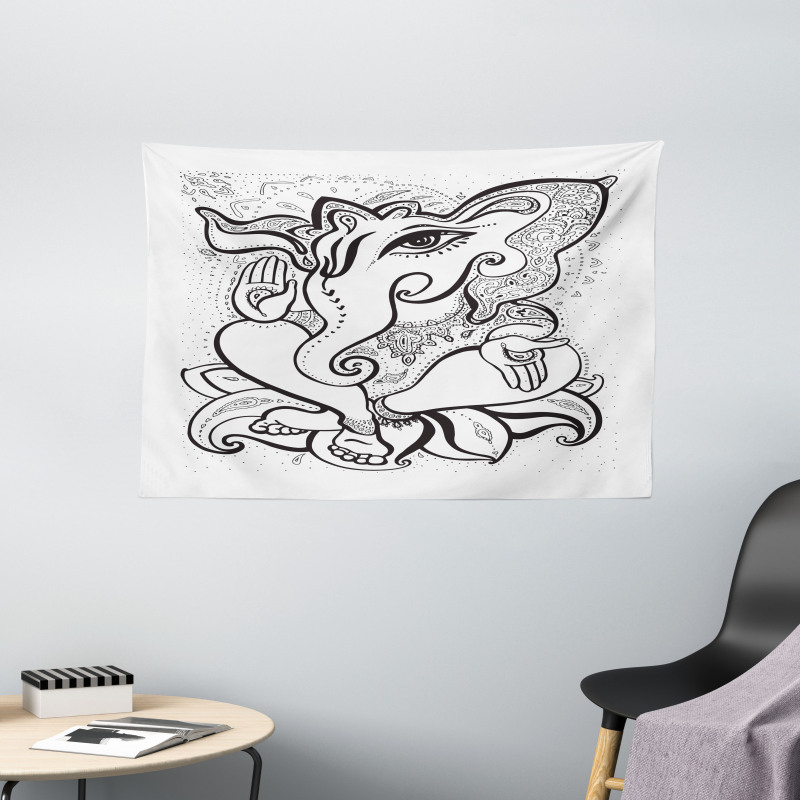 Oriental Symbol Elephant Wide Tapestry