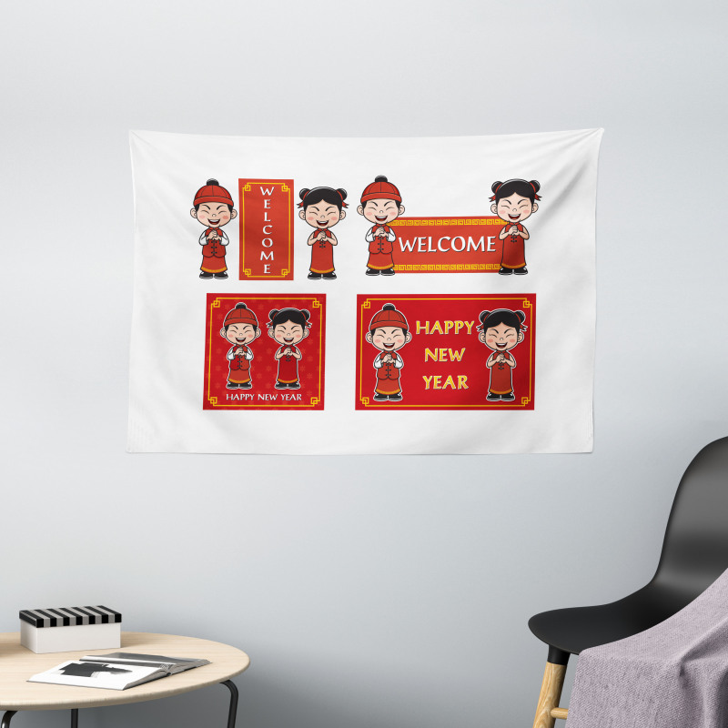 Greeting Kids Wide Tapestry