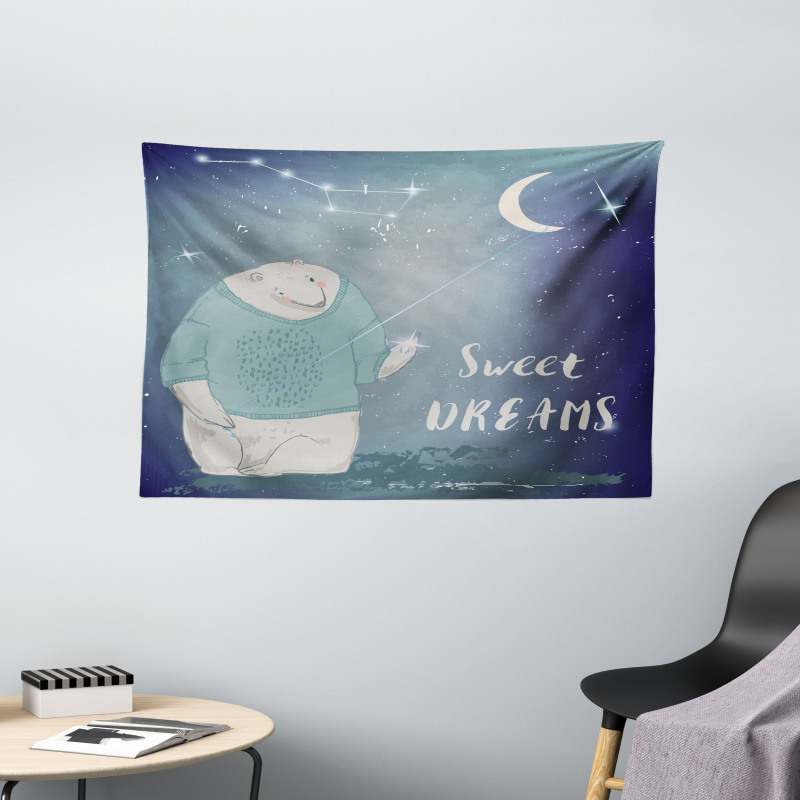 Polar Bear Holding a Star Wide Tapestry