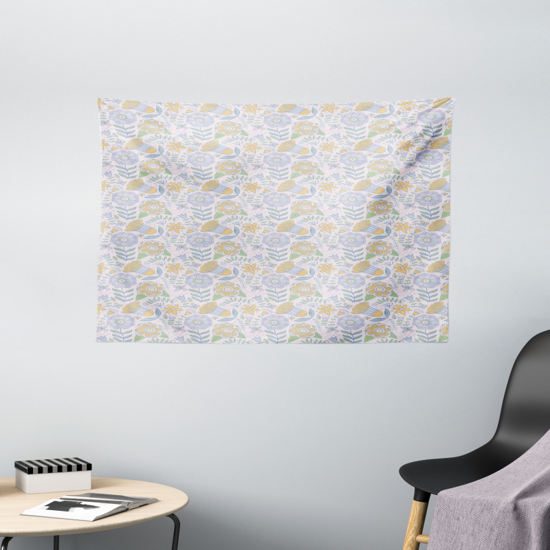 Doodle Nature Scroll Wide Tapestry