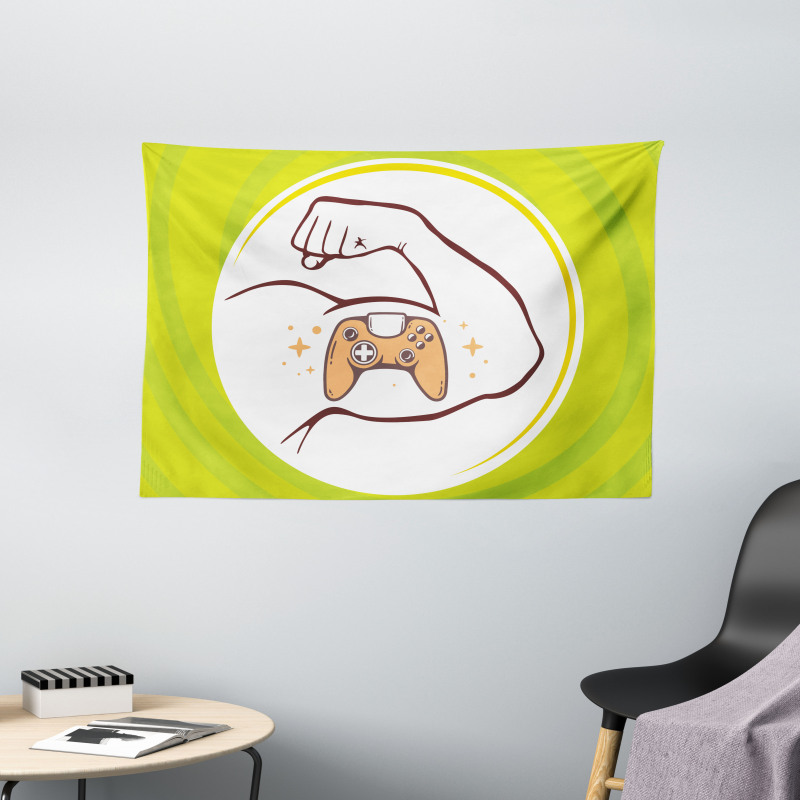Strong Man Arm Joystick Wide Tapestry