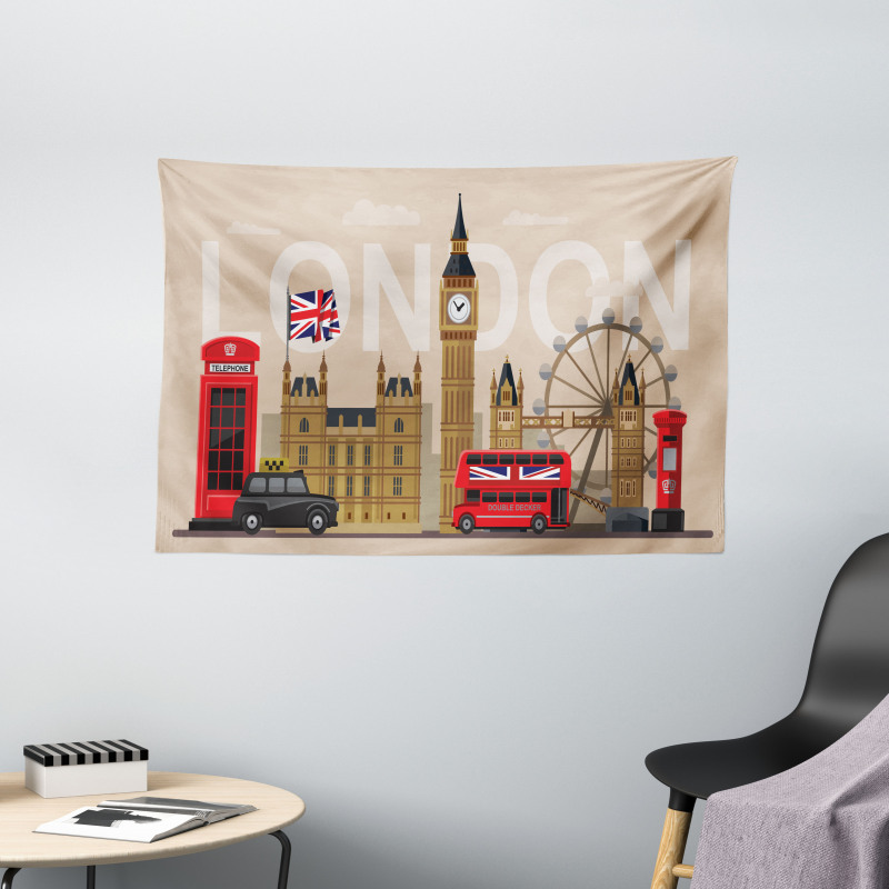 Britain Landmarks Wide Tapestry