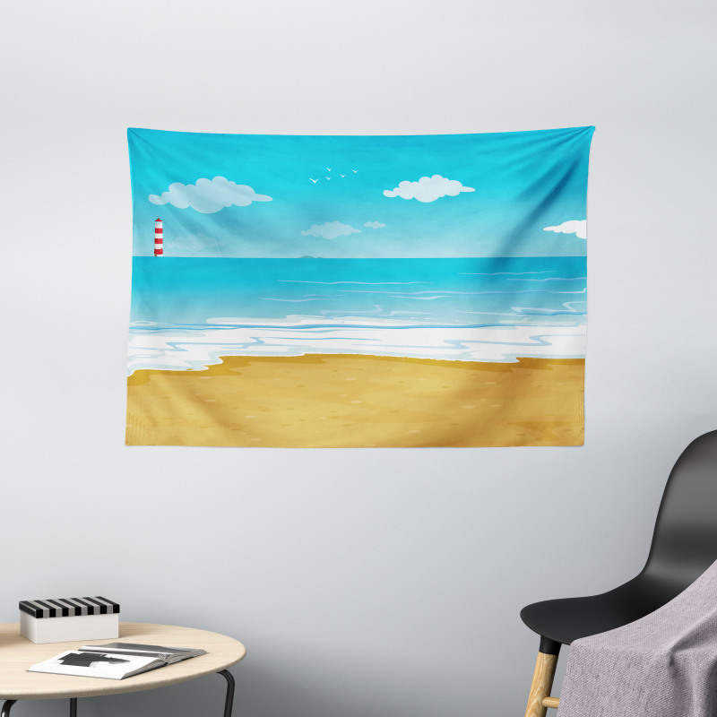 Sandy Beach Ocean Wide Tapestry