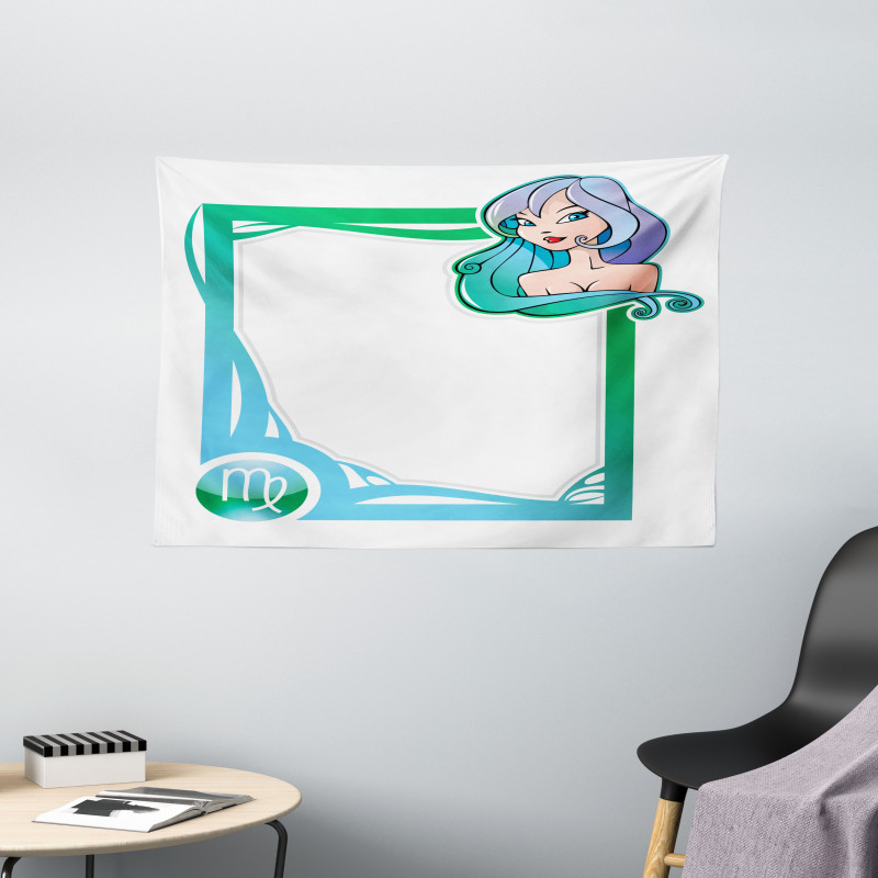 Cartoon Frame Girl Wide Tapestry