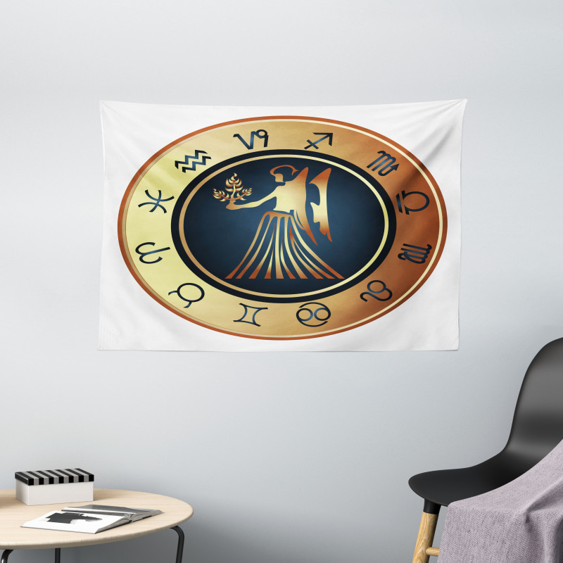 Signs Circle Woman Wide Tapestry