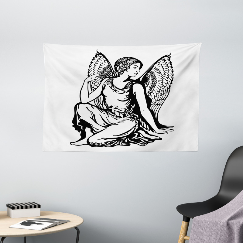 Young Angel Tattoo Wide Tapestry