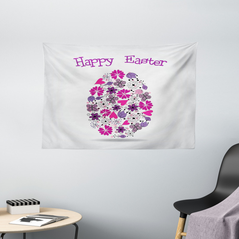 Holiday Flowers Wide Tapestry