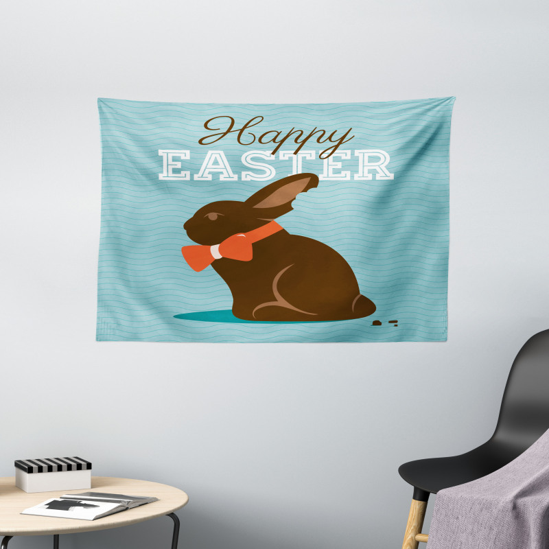 Chocolate Bunny with Bow Wide Tapestry