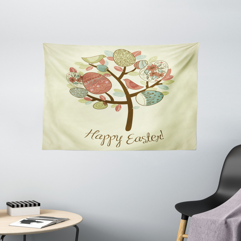 Vintage Spring Foliage Wide Tapestry