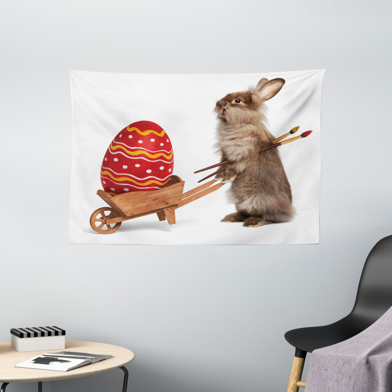 Easter Rabbit Brushes Wide Tapestry