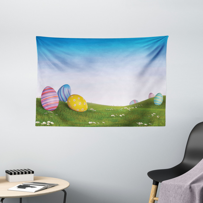 Eggs on the Hills Spring Wide Tapestry