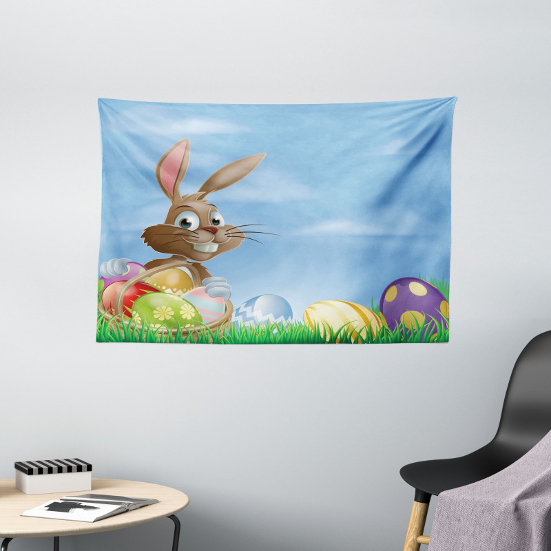 Painted Easter Eggs Wide Tapestry