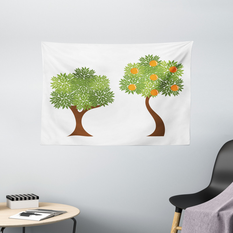 Trees with Leaves Wide Tapestry