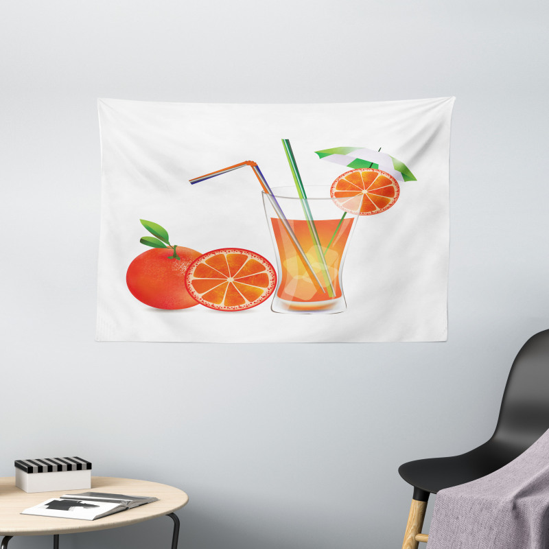 Orange Juice Glass Wide Tapestry