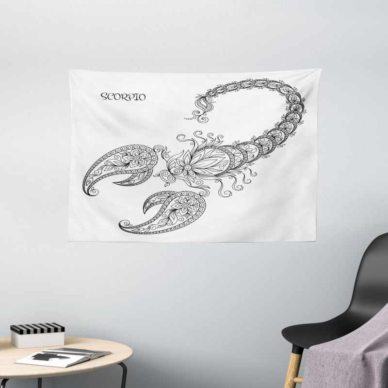 Floral Tattoo Wide Tapestry