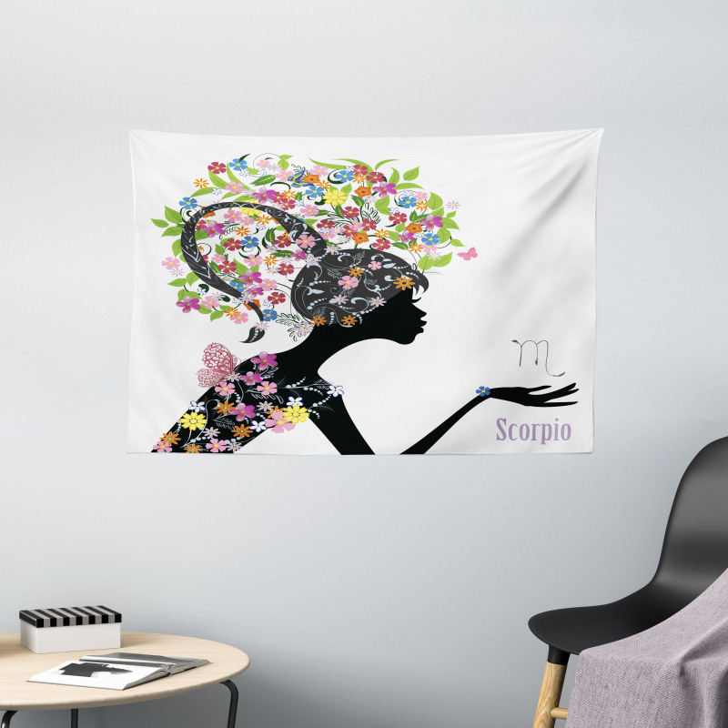 Floral Girl Wide Tapestry