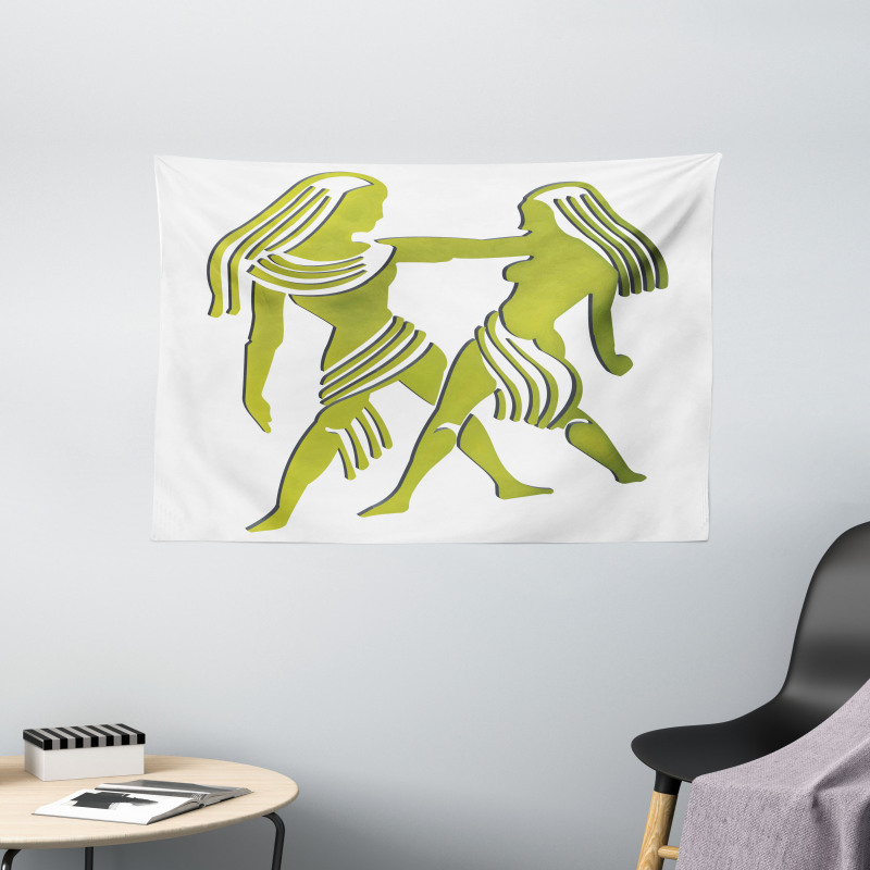 Green Twins Art Wide Tapestry