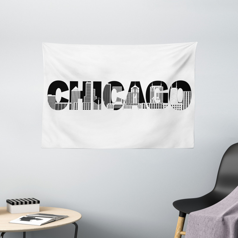 City in Letters Wide Tapestry