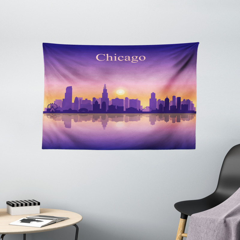 Illinois Sunset Wide Tapestry