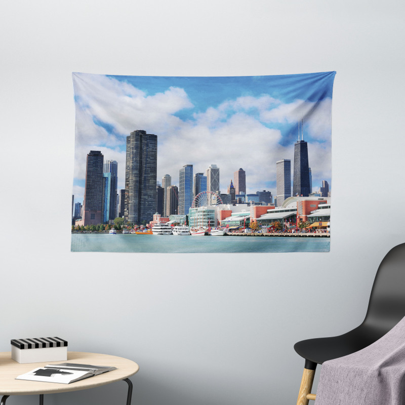 Cloudy Sky City Wide Tapestry