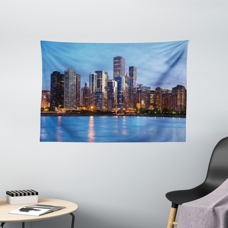 Big City Sunset Wide Tapestry