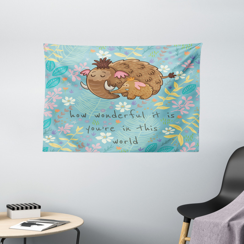 Mothers Day Elephant Wide Tapestry