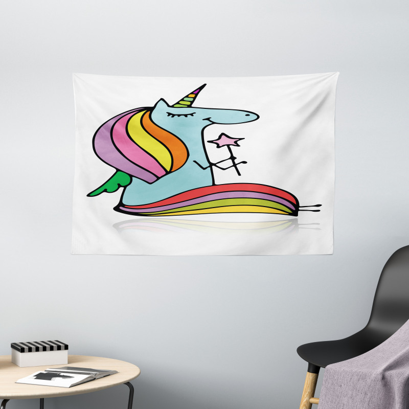 Doodle Mythical Animal Wide Tapestry