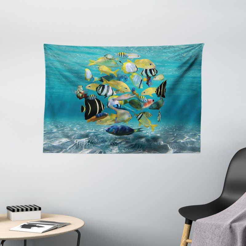 Shoal of Fish Underwater Wide Tapestry