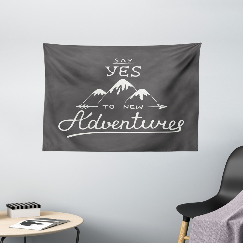 Words and Mountains Wide Tapestry
