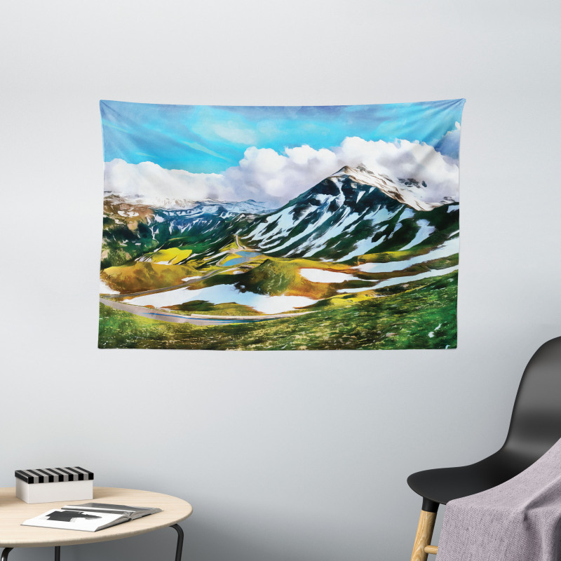 Peaks Covered with Snow Wide Tapestry