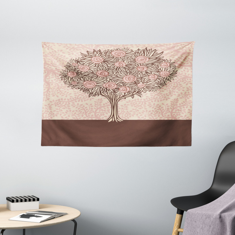 Flourishing Tree Branch Wide Tapestry