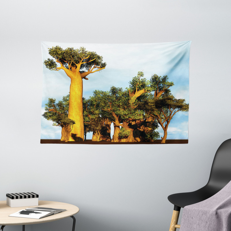 Tropical Baobabs Wide Tapestry