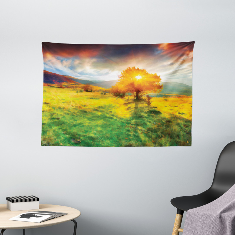 Fall Season Mountains Wide Tapestry