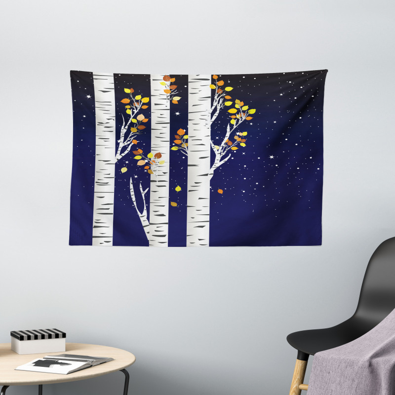 Birch Trees with Foliage Wide Tapestry