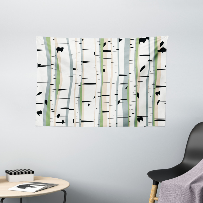Trunks of Birches Pattern Wide Tapestry