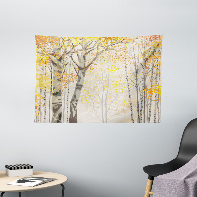 Birch Growth in Fall Wide Tapestry