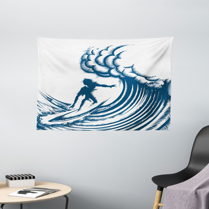 Riding a Big Wave Art Wide Tapestry